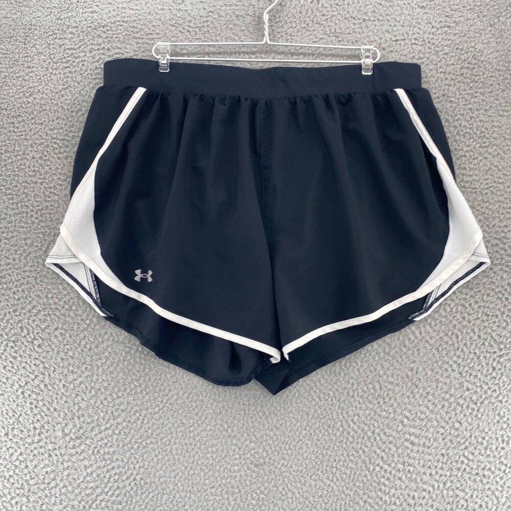 Under Armour Shorts Womens 2X Plus Black Heat Gear Loose Fit Pull On Athletic